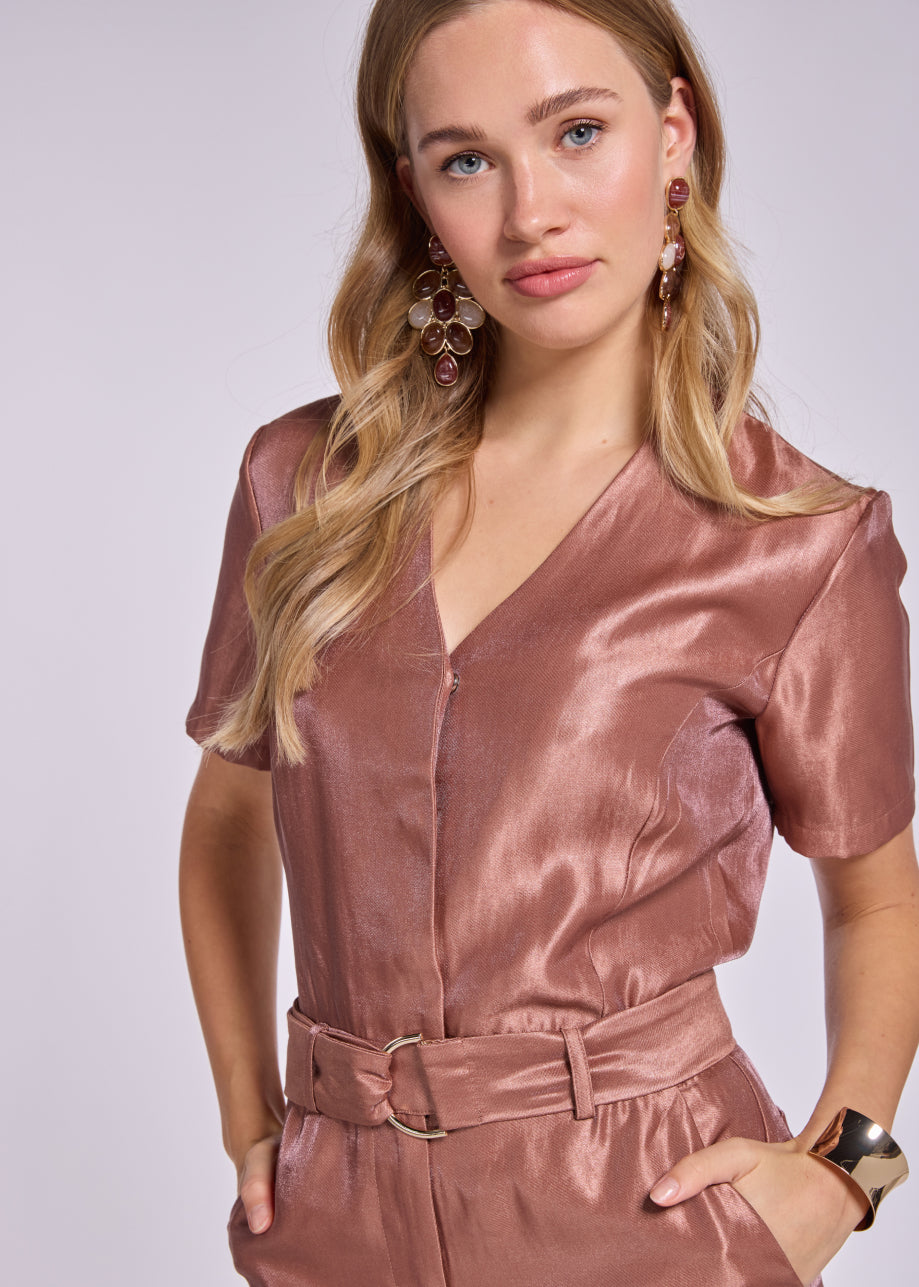 Jones Short Sleeve Jumpsuit - Copper