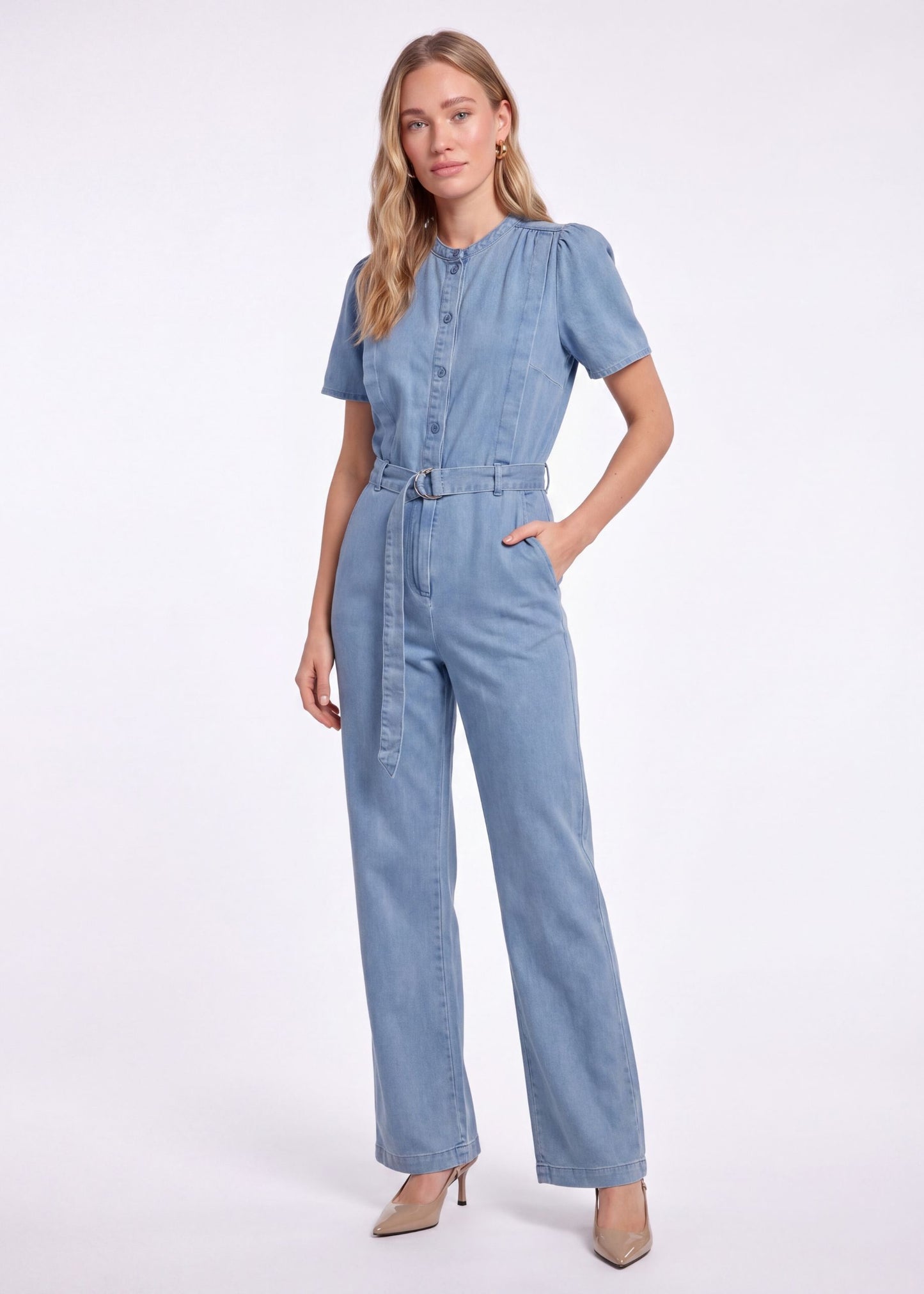 Jewel Short Sleeve Jumpsuit - Blue