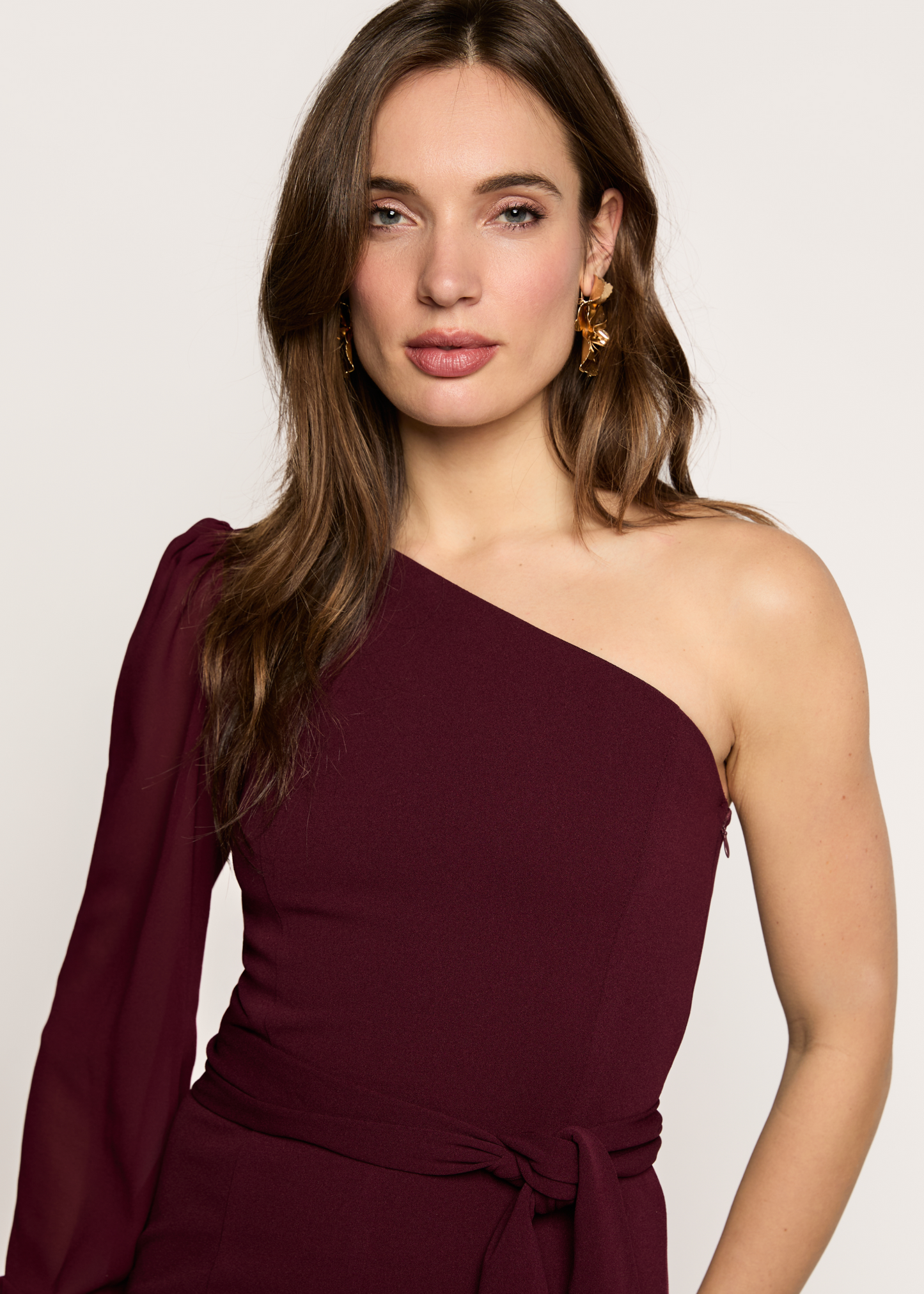 Jossy One-Shoulder Jumpsuit - Burgundy