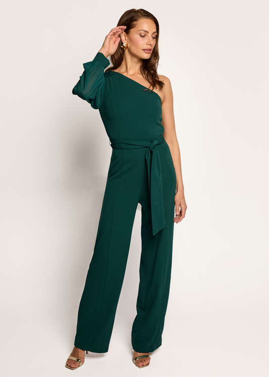 Jossy One-Shoulder Jumpsuit - Teal Green