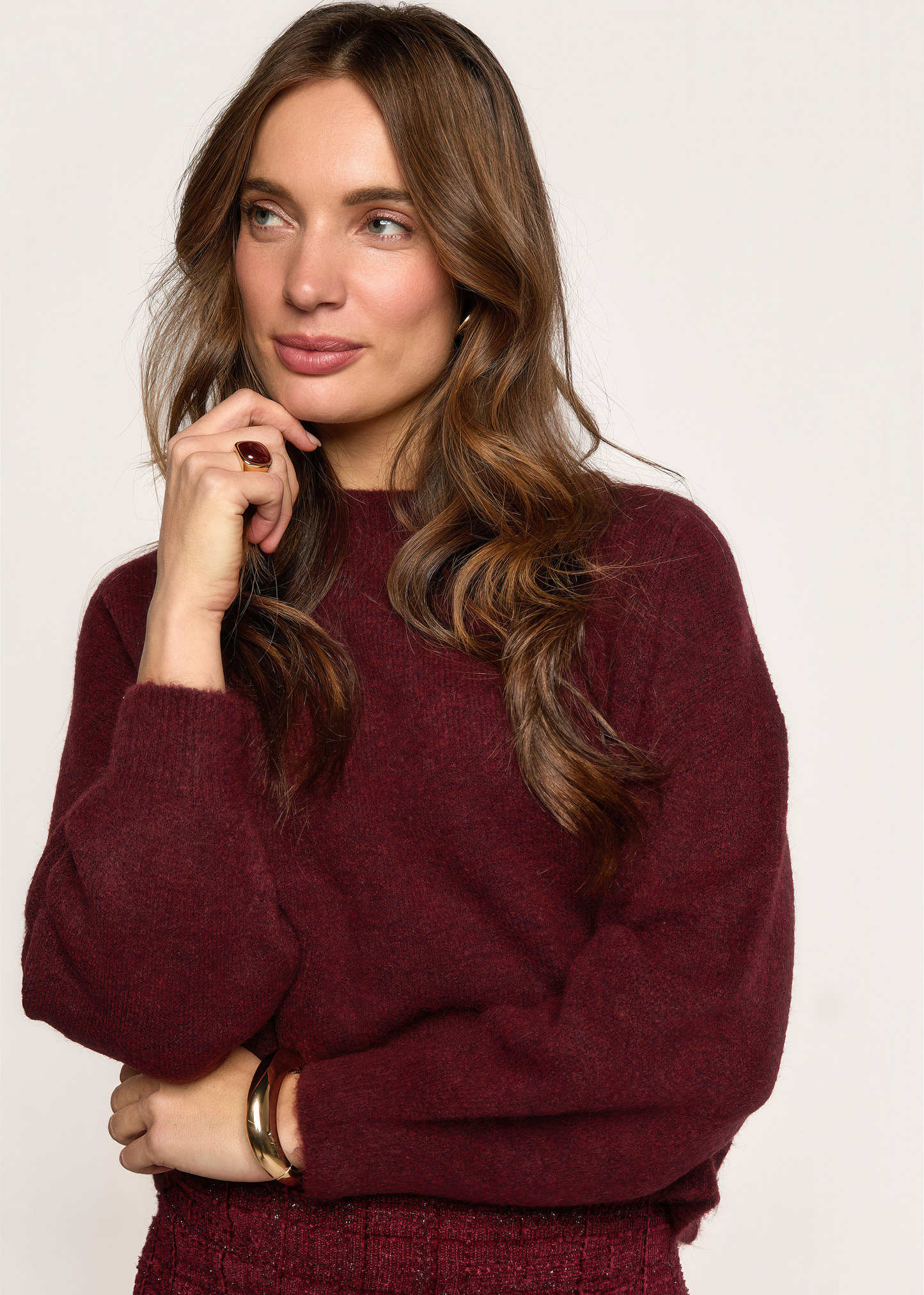 Kelsey Hairy Sweater - Burgundy