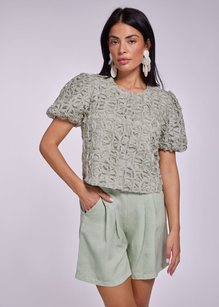 Lida Short Sleeve Gilet - Sage Green