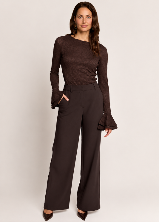 Lolani Wide Fit Broek - Dark Chocolate