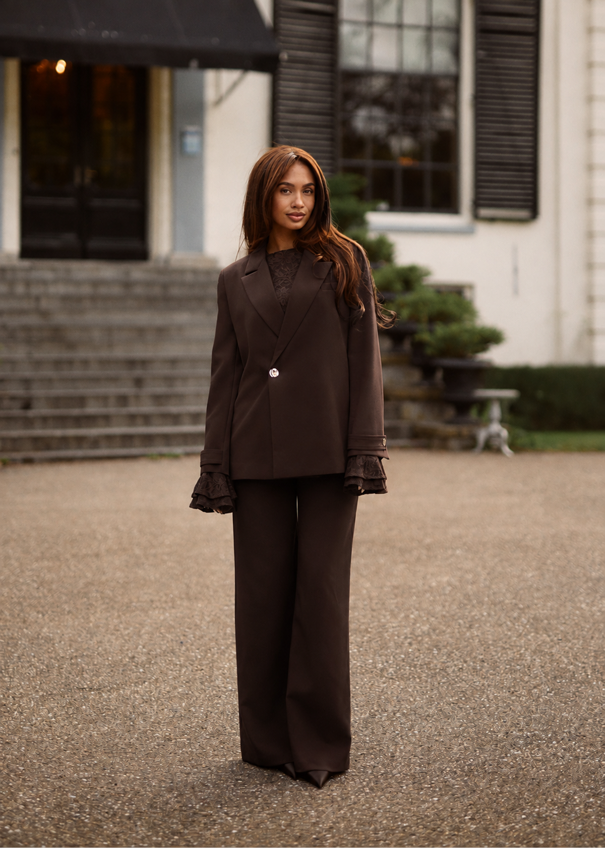 Beverly Kanten Top - Dark Chocolate