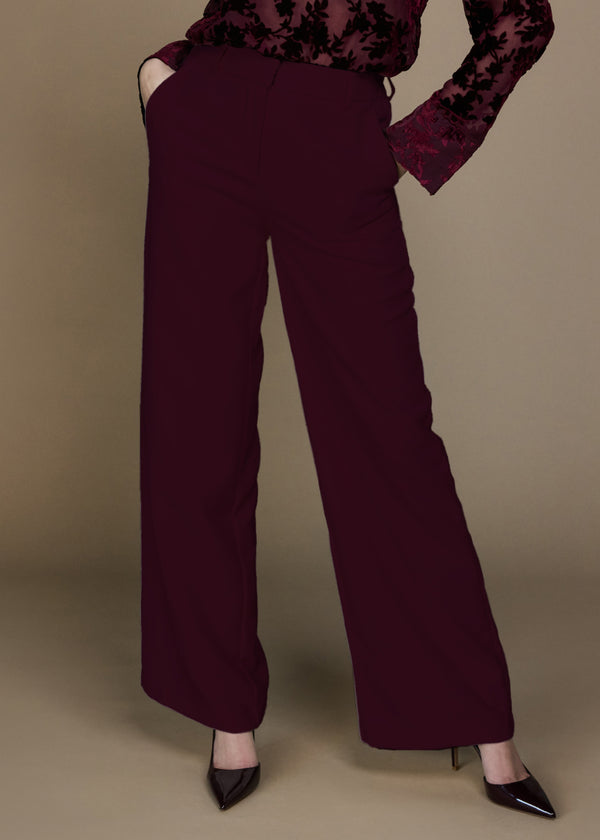 Lolani Wide Fit Broek - Dark Cherry