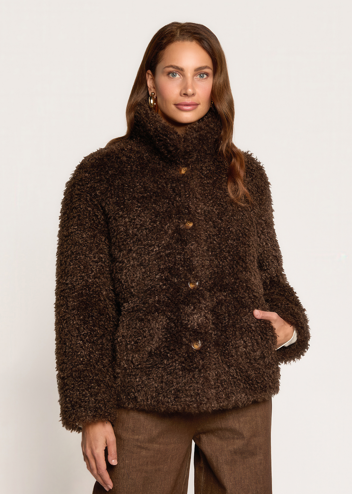 Oakleigh Teddy Jacket - Dark Chocolate