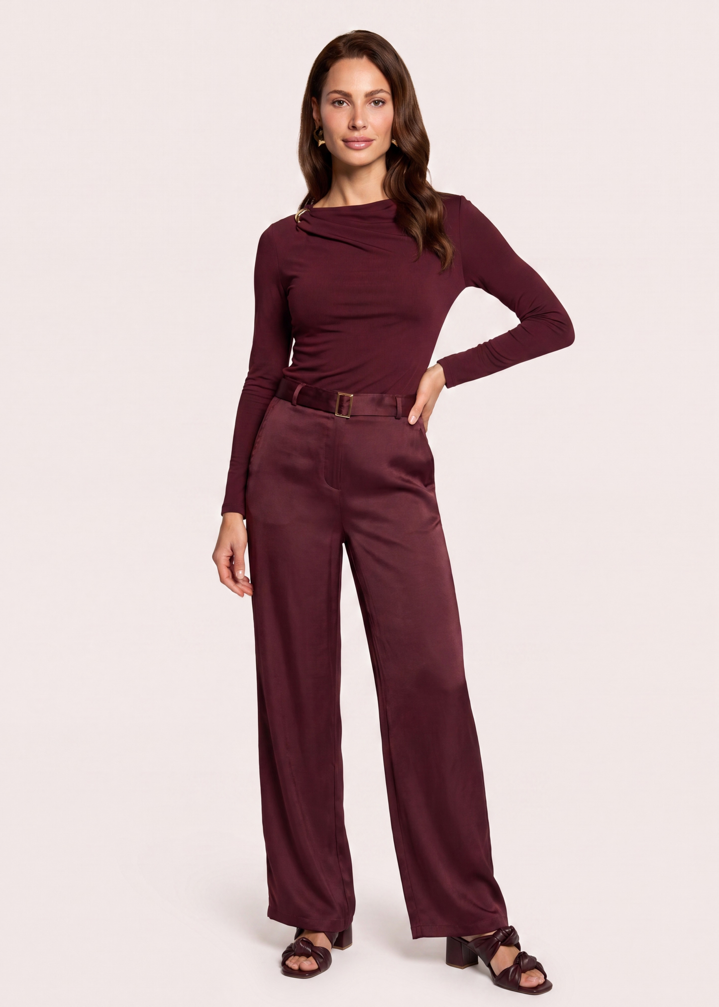 Panthea Wide Pants - Burgundy