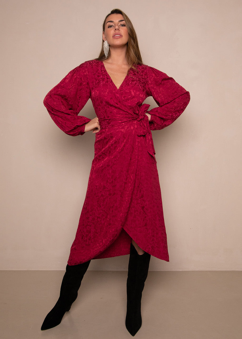 Blossom Dress Midi Beet red