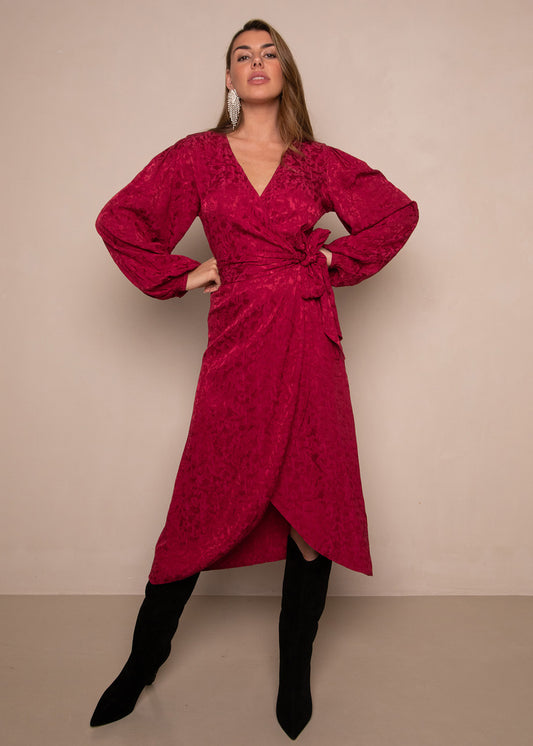 Blossom Dress Midi Beet red