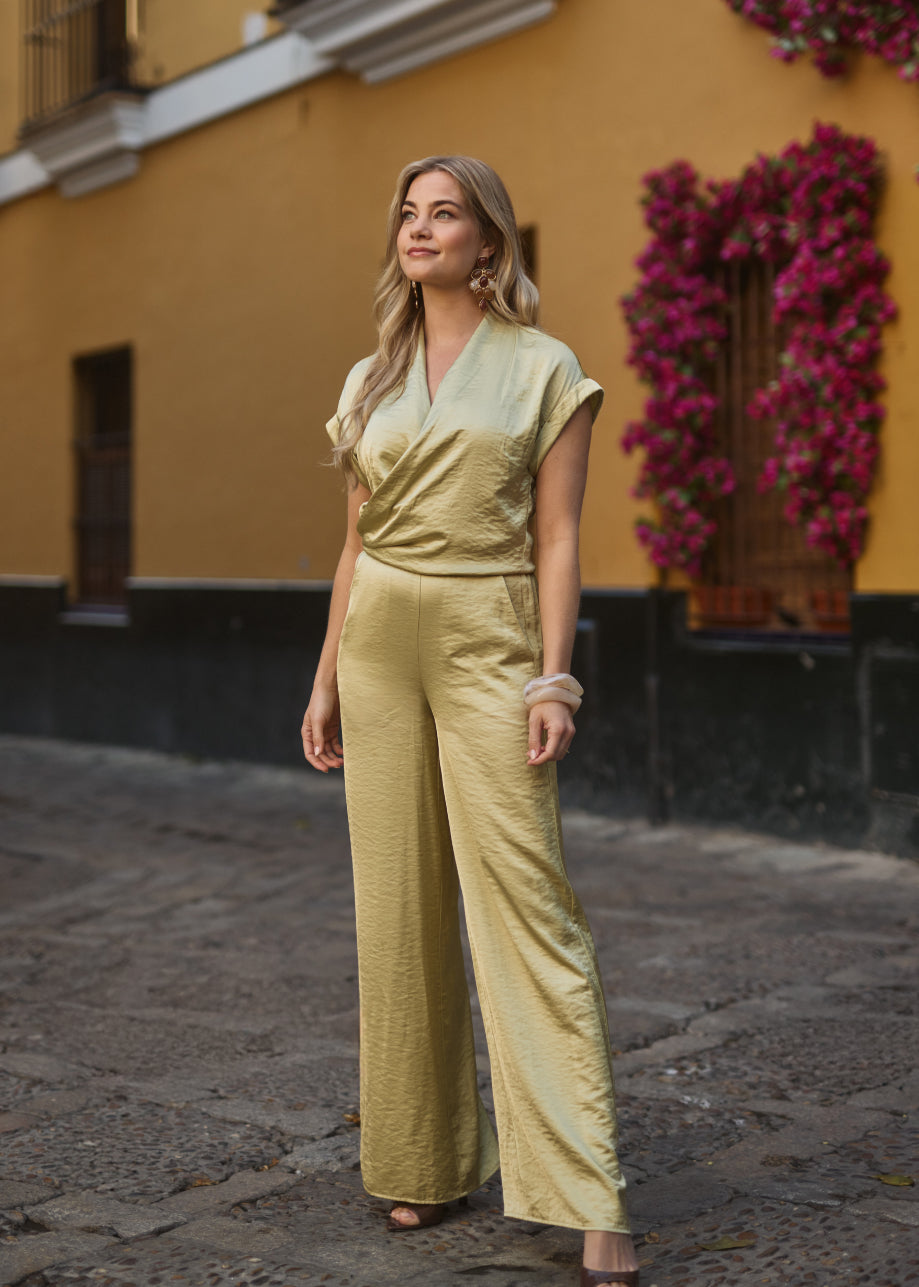 Panthea Wide Pants - Avocado Green