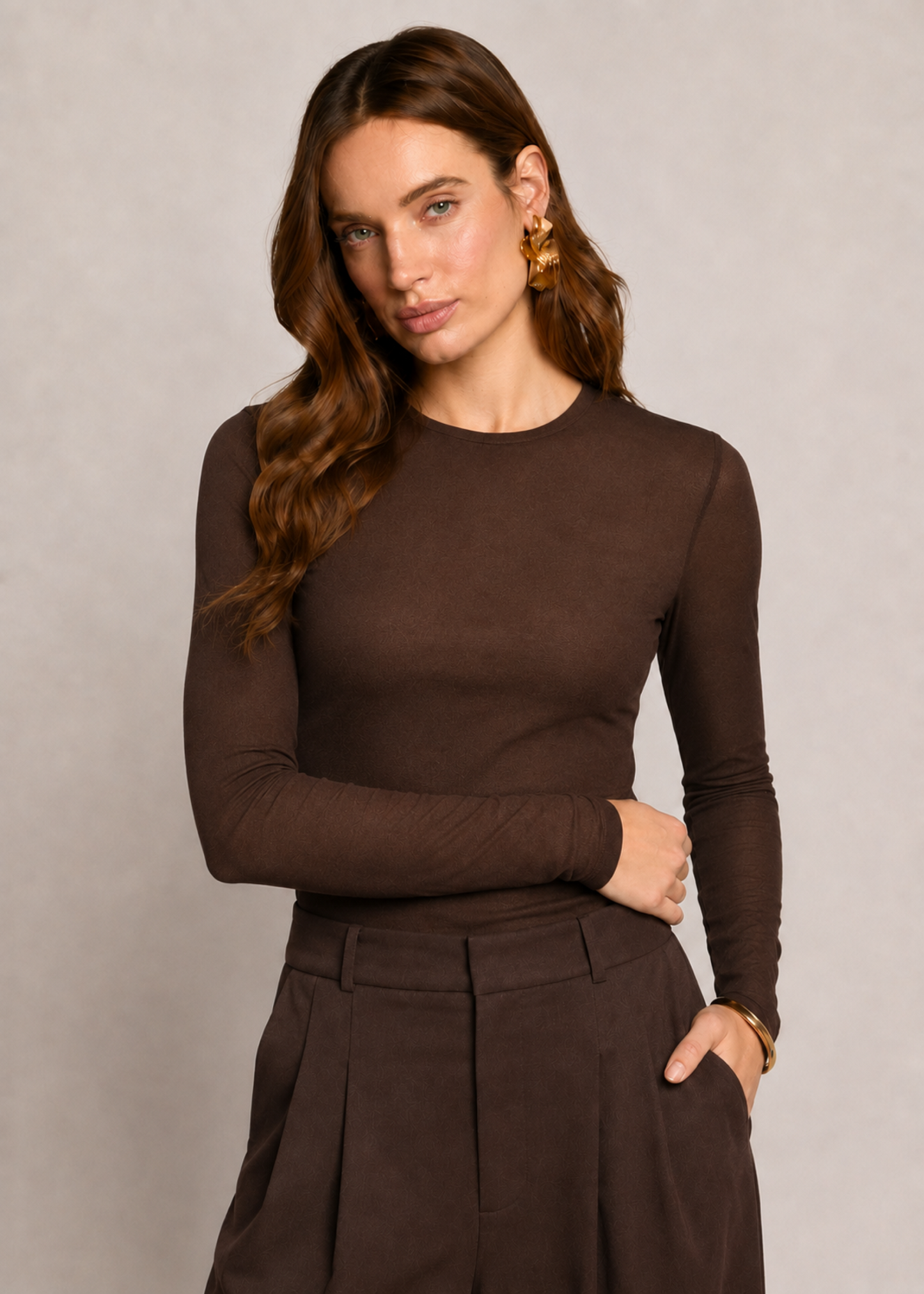 Tally Lange Mouw Top - Dark Chocolate