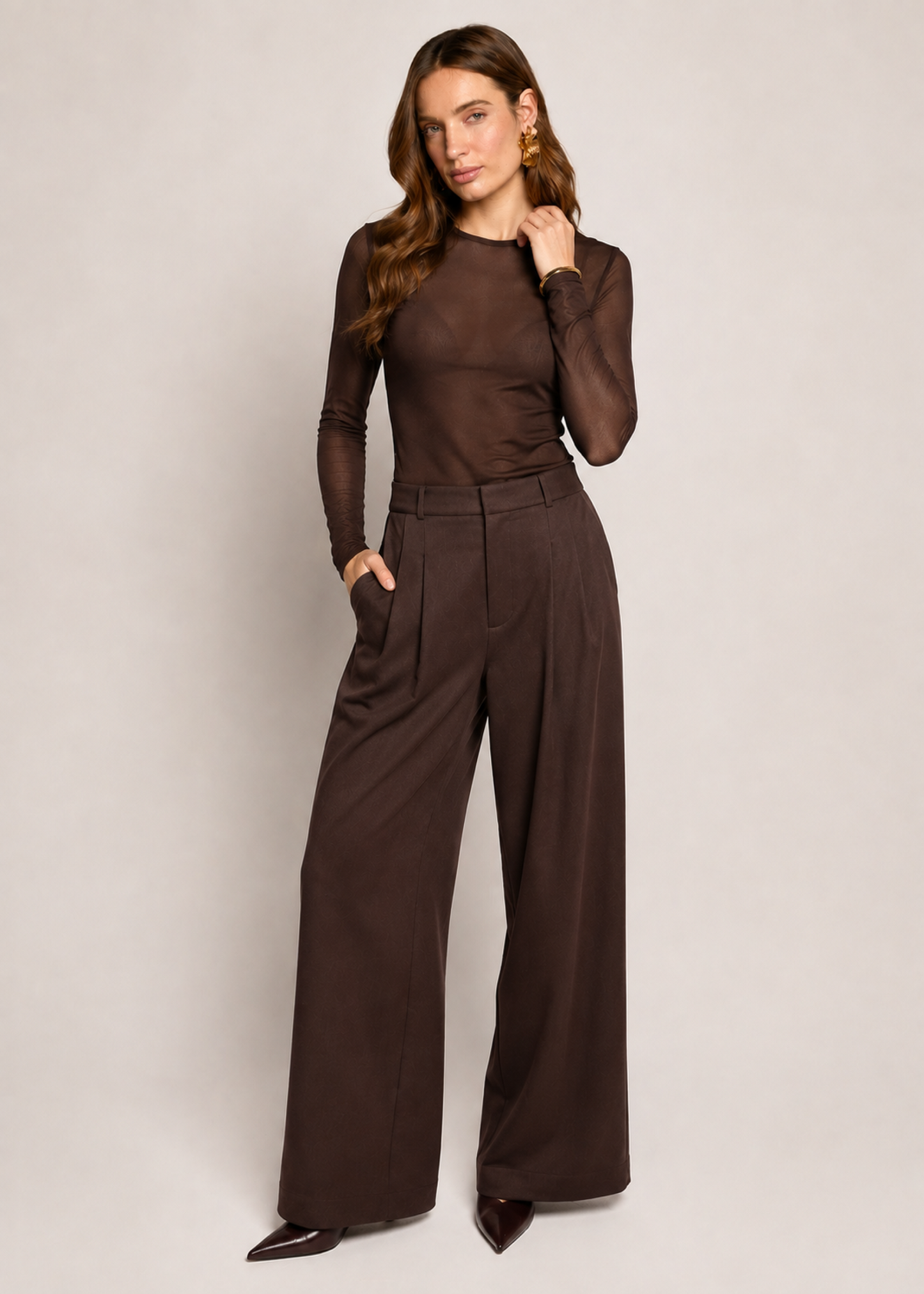 Tally Lange Mouw Top - Dark Chocolate
