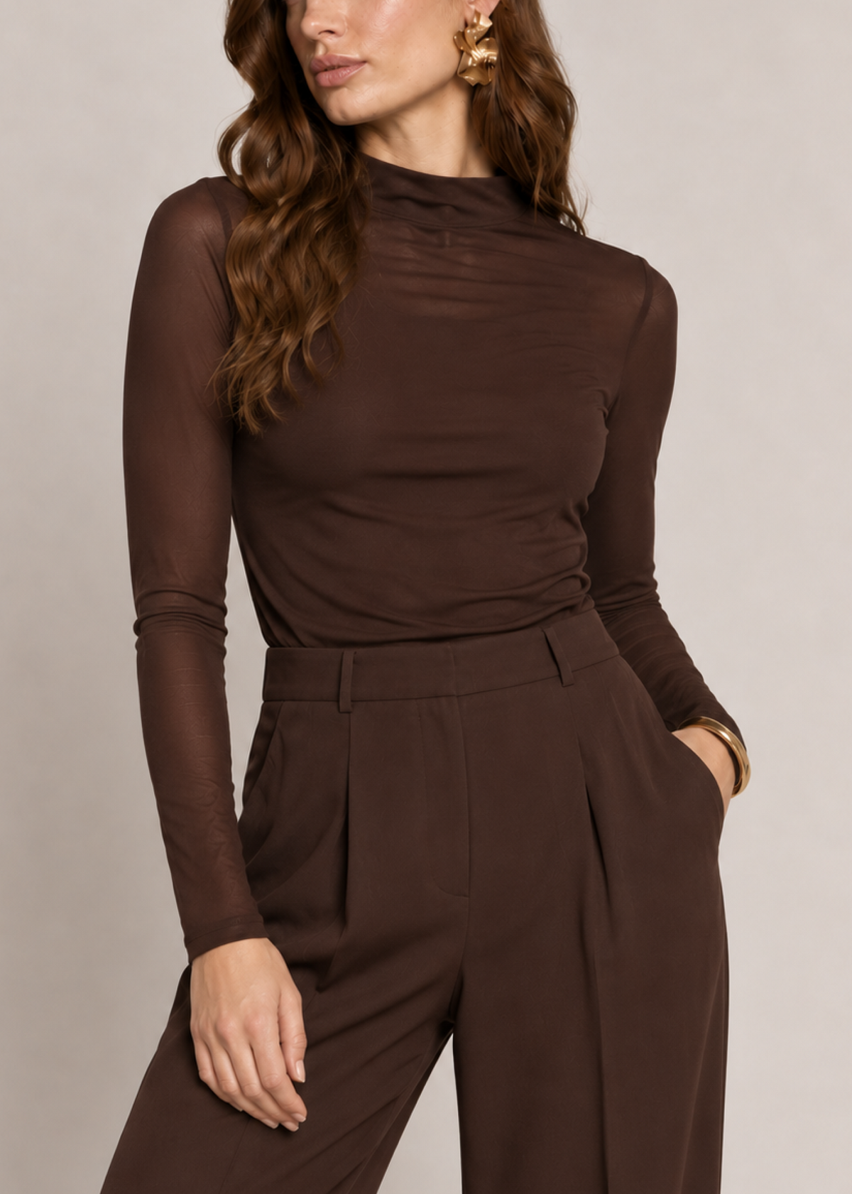 Tally Lange Mouw Top - Dark Chocolate