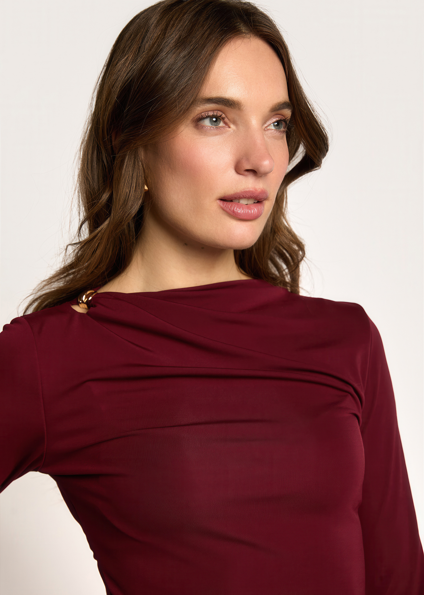 Tana Stretch Long Sleeve Top - Burgundy