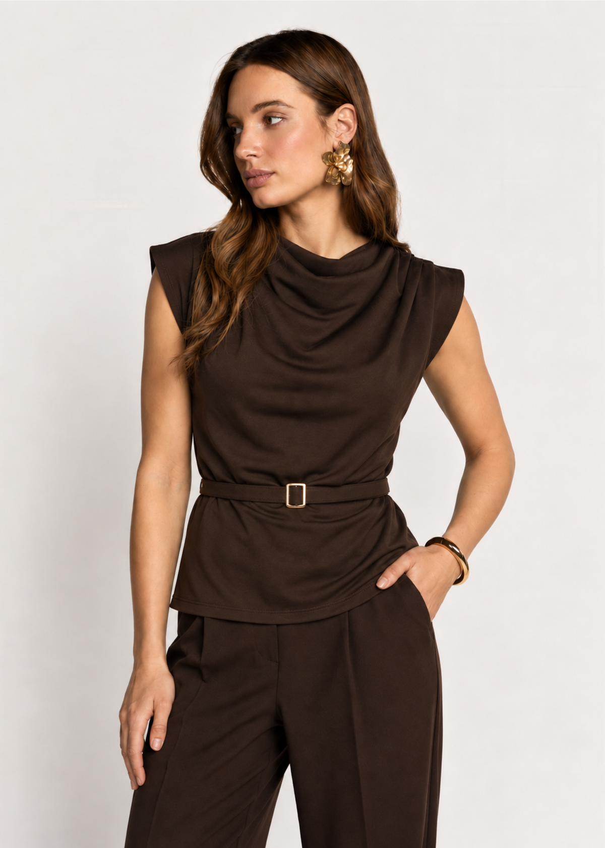 Tansy Tailored Top - Dark Chocolate