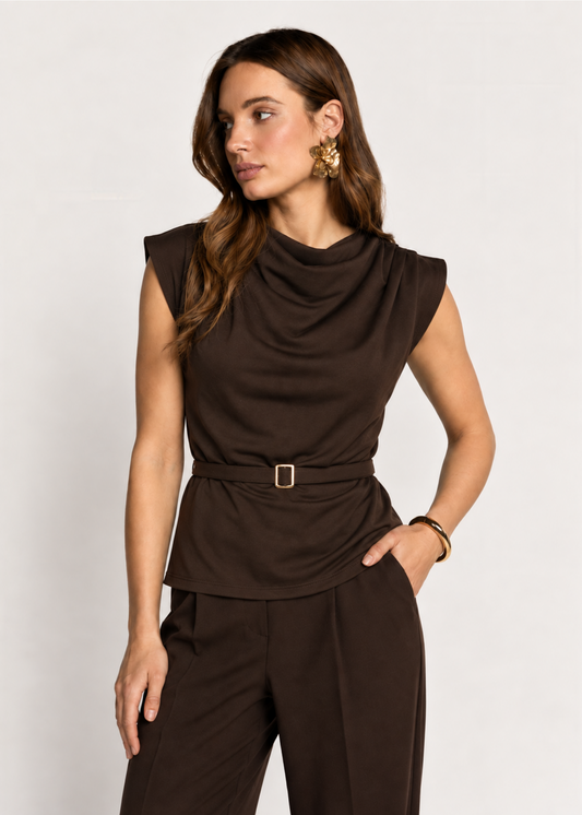 Tansy Tailored Top - Dark Chocolate