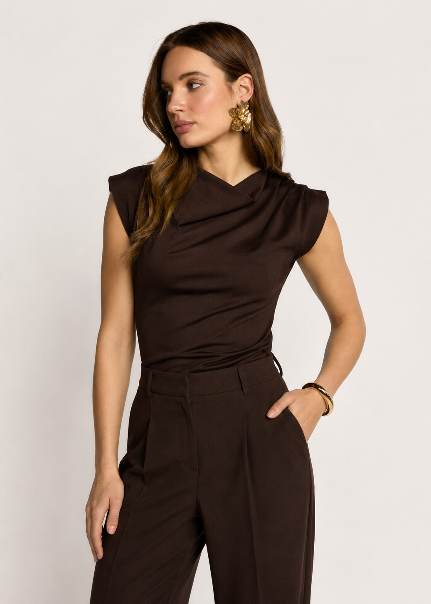 Tansy Tailored Top - Dark Chocolate