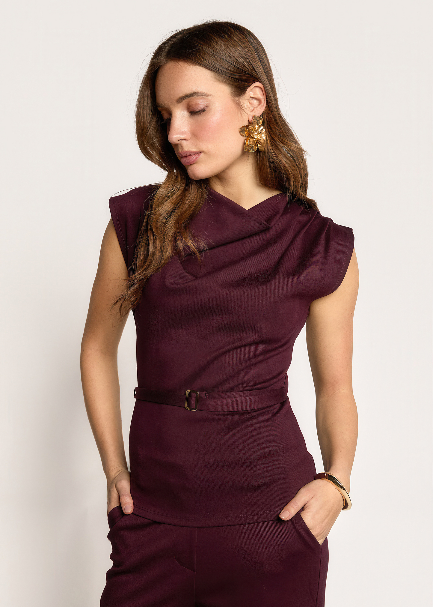 Tansy Tailored Top - Burgundy