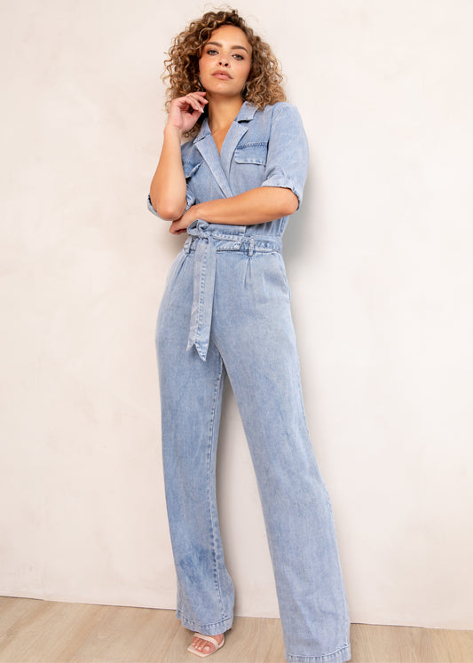 Yael SS Jumpsuit Mid Blauw