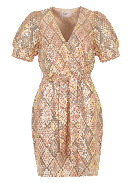 Dieke SS Jurk Multi Champagne