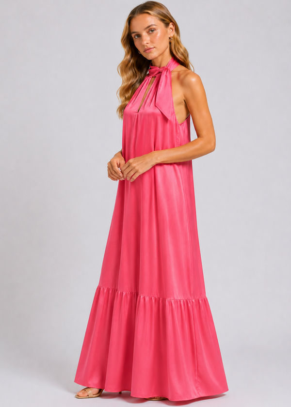 Daylight Maxi Halter Jurk - Flamed Rosé