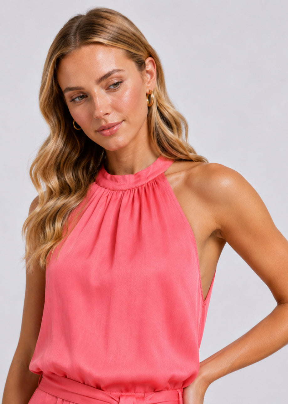 Joy Halter Jumpsuit - Flamed Rosé