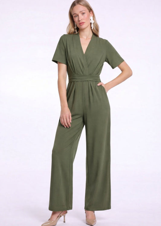Vasili Jumpsuit Korte Mouw - Army Green