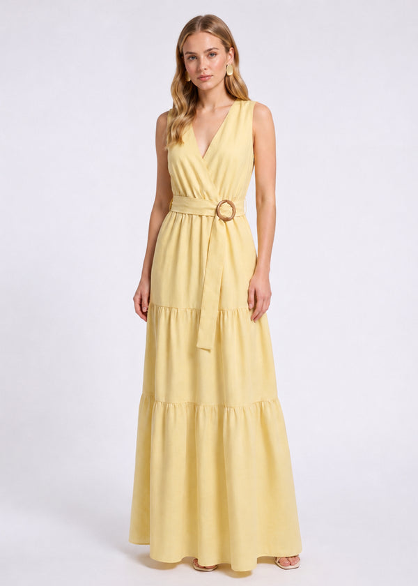 Dora Mouwloze Maxi Jurk - Soft Sunshine
