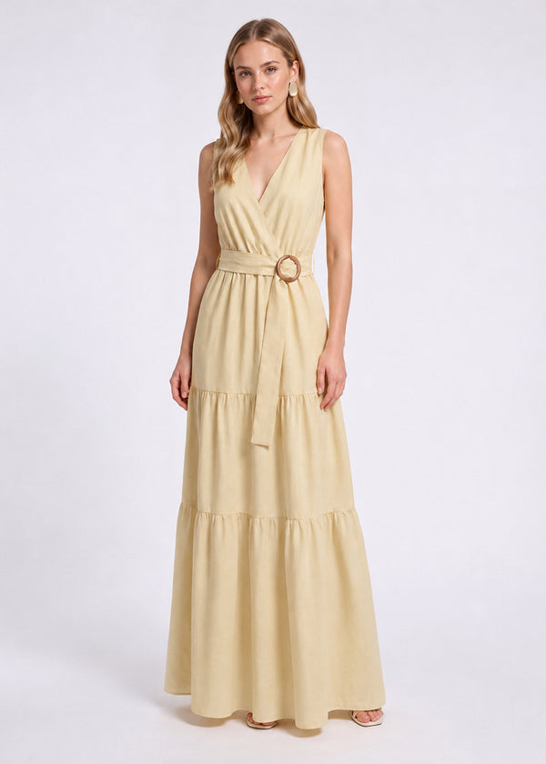 Dora Mouwloze Maxi Jurk - Soft Sunshine
