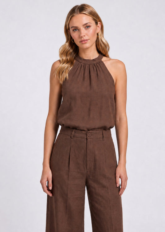 Tatum Halter Top - Golden Cacao