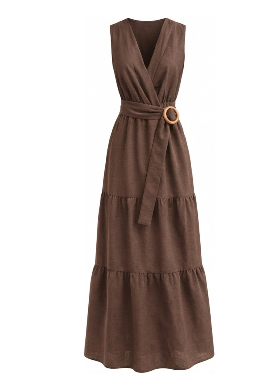 Dora Sleeveless Maxi Dress - Golden Cacao