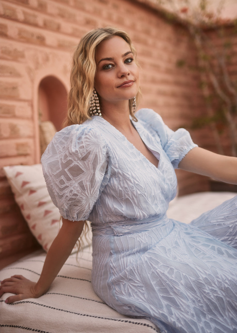 Blossom Layer Dress Clear blue