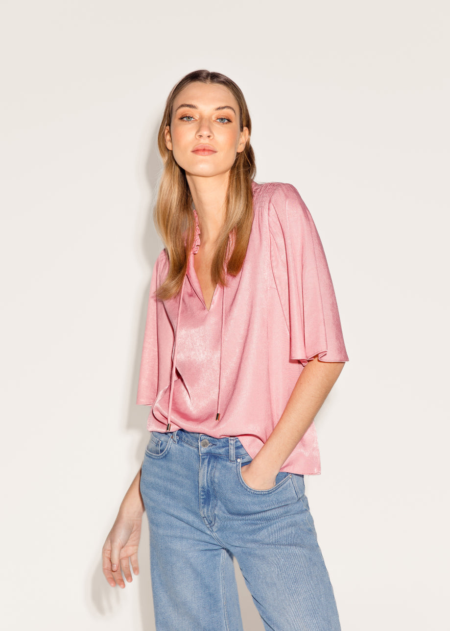 Sun Shortsleeve Blouse - Pink Blush - Front - Blouse & Shirts - Freebird
